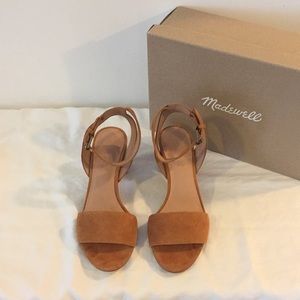 Madewell Ankle-Wrap Heeled Sandals in Suede Size 8